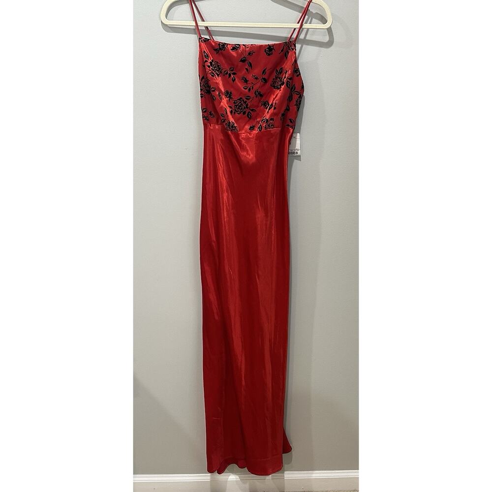 Vintage Y2K Be Smart Red Goth Dress Dark Romance Velvet Maxi Dress Medium NWT
